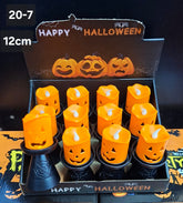 Set 12 Lumânări Halloween Dovleac cu LED, 12cm – Decorațiuni Party